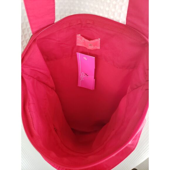 Saya Collections Tote Bag Pink Hand-Sewn Look Design NWT Summer Beach Purse Boho - Picture 3 of 5